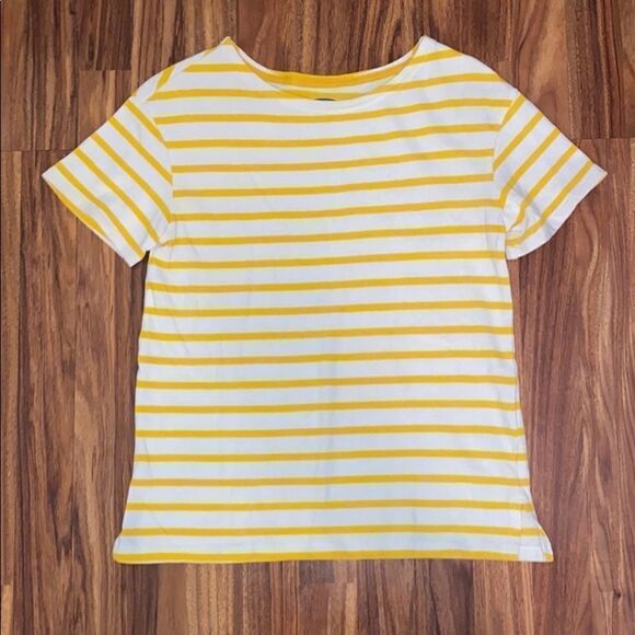 4 for $50 🎃 Old Navy Knit T-Shirt Yellow & White Stripes Women's Size Small - Picture 1 of 4